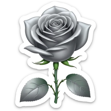 gray metal chrome rose, without green leaves, just flower sticker