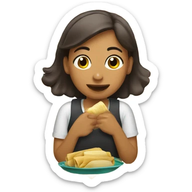 Girl eating tamales and enjoying them  sticker