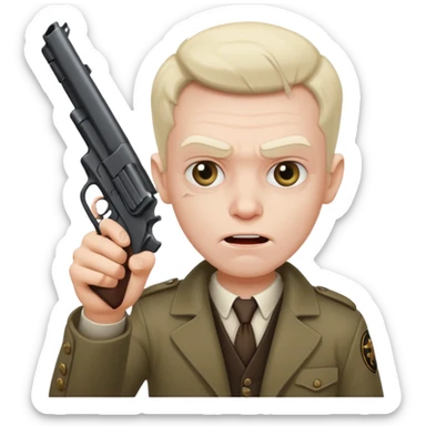 crazy mad man with gun pointing it  sticker