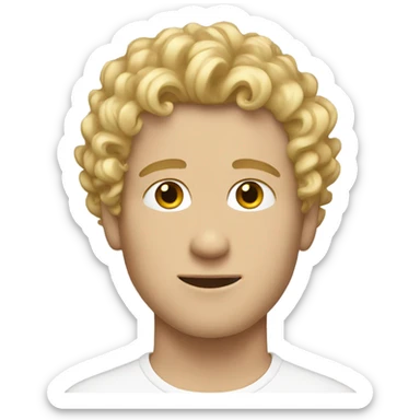 White guy with blonde kinda curly hair short face sticker