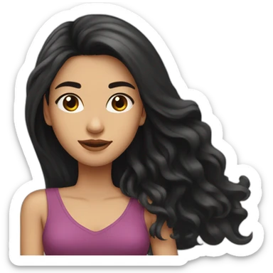 woman spanish black haired long hair split in the middle sticker