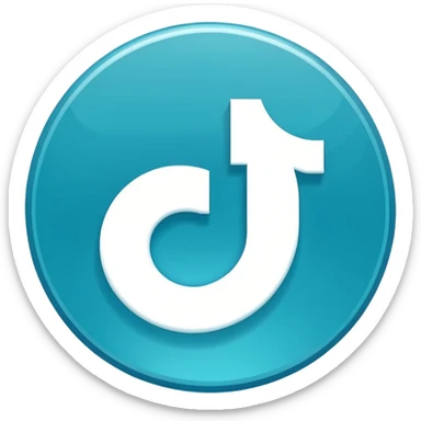 Modern emoji-style TikTok verified icon: cyan-blue circular badge, bold white checkmark, smooth gradient, soft glossy highlights, subtle shine, thick white border, minimalist flat + semi-3D style, smooth edges, high contrast, transparent PNG, high quality, sharp. sticker