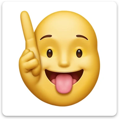 A yellow emoji face with its tongue sticking out
	•	A peace sign hand centered under the tongue
	•	The back of the hand showing (i.e. not the palm) sticker