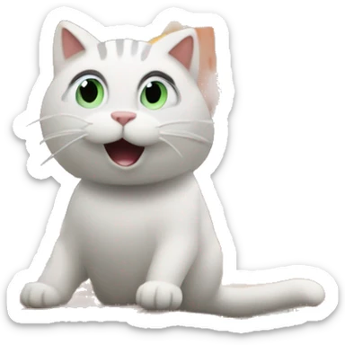 A cat moves bricks at a construction site sticker