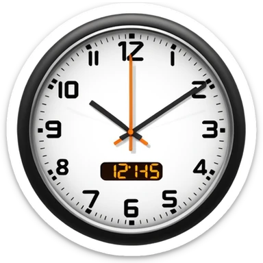 digital clock face at 15 minutes sticker