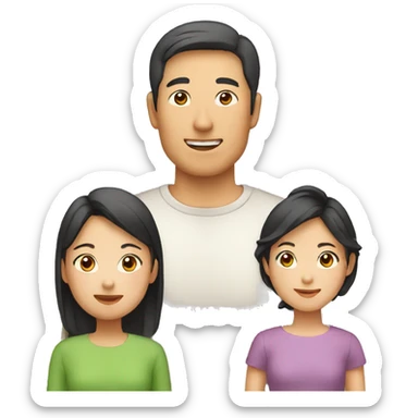 asian dad and european mom, 1 son and 1 daughter, sticker