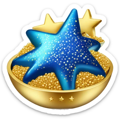 Design a luxurious 'Caviar 5-Star' icon with a golden number 5, five stars, and a blue caviar bowl, using gold and blue gradients for elegance sticker