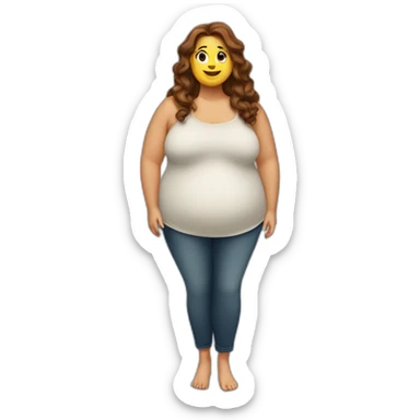 obese-woman-big-belly-cheveux-long-marron sticker