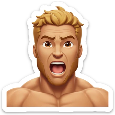 Cinematic Realistic Hercules Portrait, head tilted slightly with a dramatic, wide-open yawn, revealing a moment of relaxed strength. The lifelike textures of his powerful form and subtle, sunlit highlights emphasize his heroic presence even in a state of casual repose. sticker