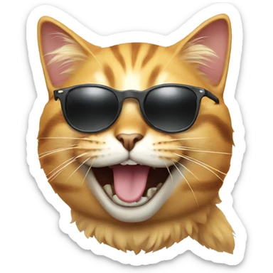 Cat with sunglasses laughing sticker
