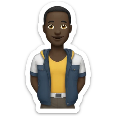 Mamadou qui marche avec Julien et Abdel sticker