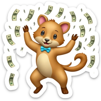 animal dancing to money raining sticker
