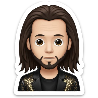 James Munky Shaffer from Korn with long dark brown hair, light tan skin, black sequin outfit sticker