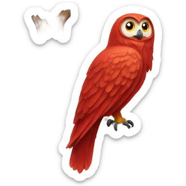 real red owl on invisible branch sticker