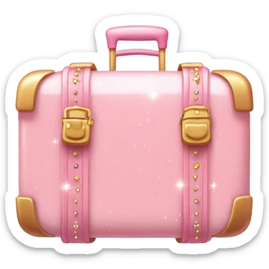 Pastel Pink Suitcase "A pastel pink suitcase with glowing edges, glittery details, and a magical trail of sparkles floating around it." sticker