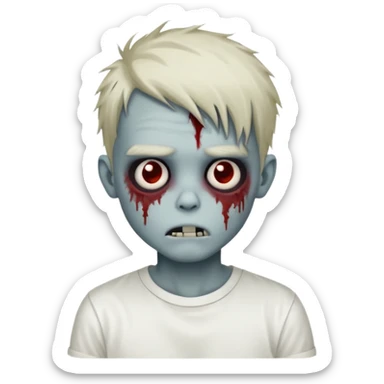zombie boy with messy emo hair and white shirt sticker