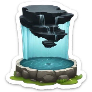 water spring with black stone 2.5D sticker