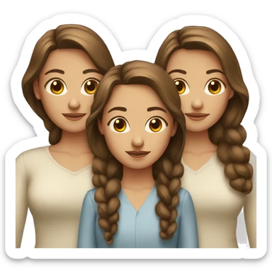 Three sisters all with different lengths of brown hair Caucasian  sticker