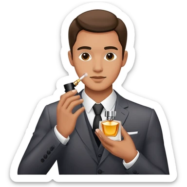 un hombre elegante poniendose perfume sticker