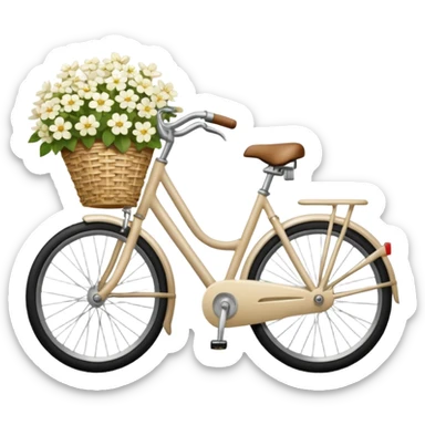 realistic light beige bicycle with basket of white  sticker