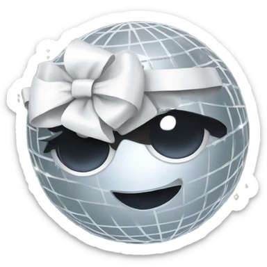 discoball with white bow sticker
