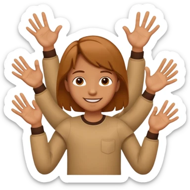 kid with tan hair and holding a six in his hand and a seven and the other hand sticker