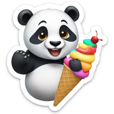 Panda eating ice cream sticker