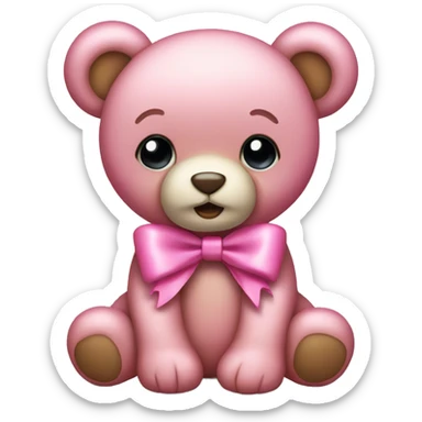 pink bow teddy bear solo sticker