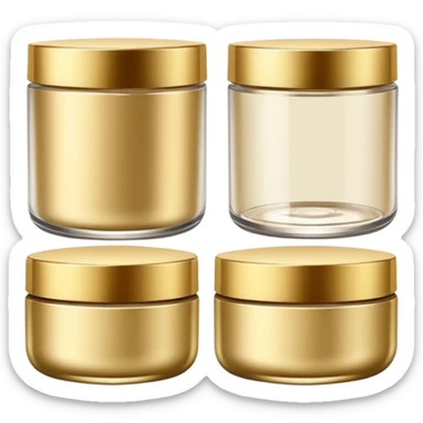 PVarios rodutos de beleza com tampa dos potes dourados e fundo transparente pra usar como figurinha sticker