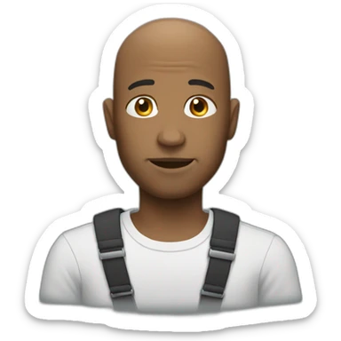 bald man who is a little black sticker