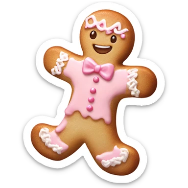 pastel pink gingerbread girl realistic with light bread  sticker