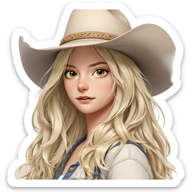 blonde girl in cowboy hat sticker
