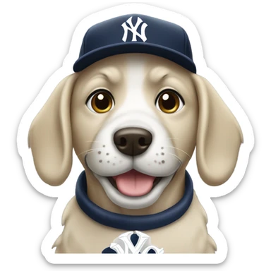 Dog with New York Yankees hat  sticker