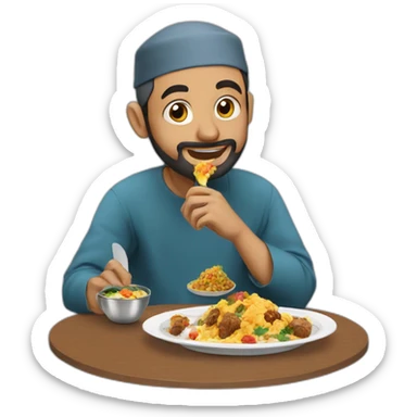 Muslim man eating iftar sticker