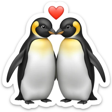 2 emperor penguins facing each other making a heart sticker