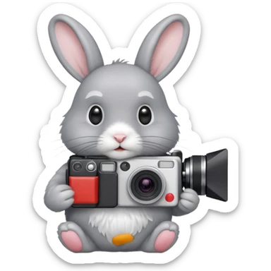 gray rabbit white camera sticker