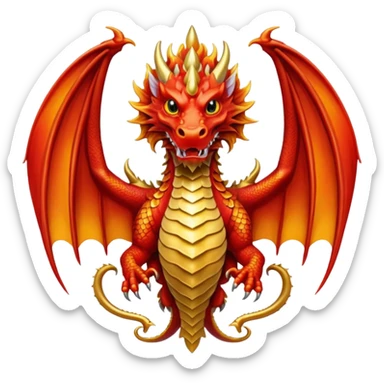 Simple fiery royal Dragon crest/brosch sticker