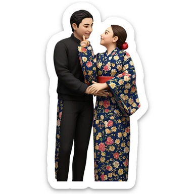 romantic japanese couple portrait sticker