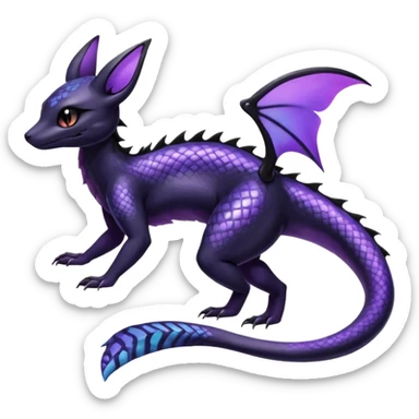 Shiny beautiful gorgeous ethereal Scaley Exotic Salandit-Umbreon-Fakémon-hybrid-creature (full body) sticker
