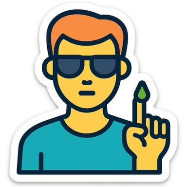 A cool man with a booger on his finger sticker