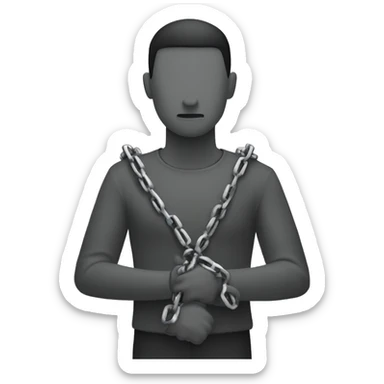 A figure holding broken chains in both hands, standing with arms down. The chains are simple, with no aggressive or overly detailed elements. sticker