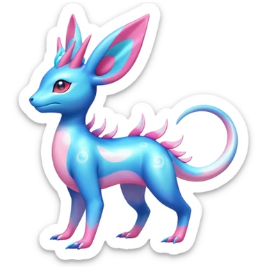 Colorful Shiny Exotic Amaura-Salandit-Aurorus-Sylveon-Fakémon-hybrid-creature (full body)  sticker