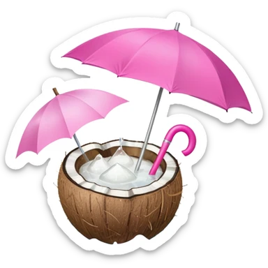 coconut drink with pink umbrella sticker