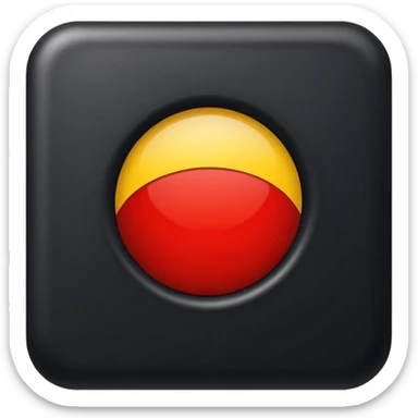 a black and red rectangle with a medium-sized yellow circle in the middle sticker