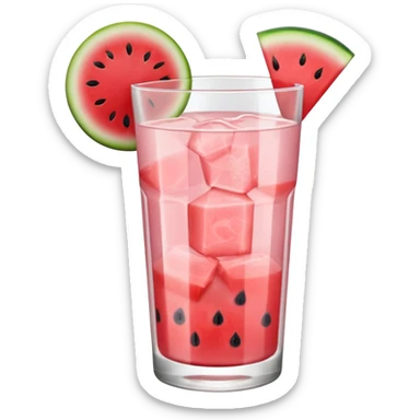 very light pink lemonade in glass with slice of watermelon on rim no straw sticker