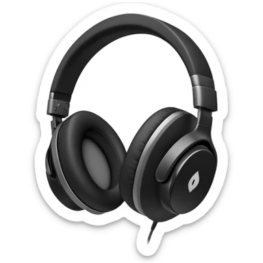 Sleek black over-ear headphones with subtle gray accents sticker