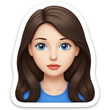 Woman with fair skin long brunette hair grey blue eyes and full lips sticker