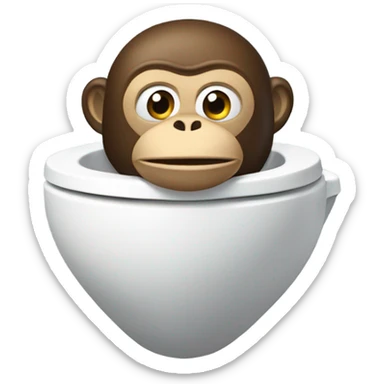 a toilet with monkey head sticking out sticker
