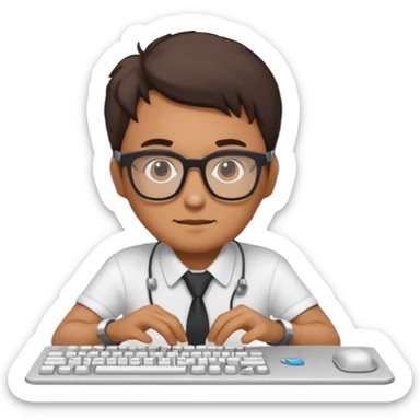animated a man working in pc programing sticker