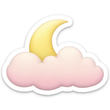 light pink clouds, light yellow crescent moon  sticker